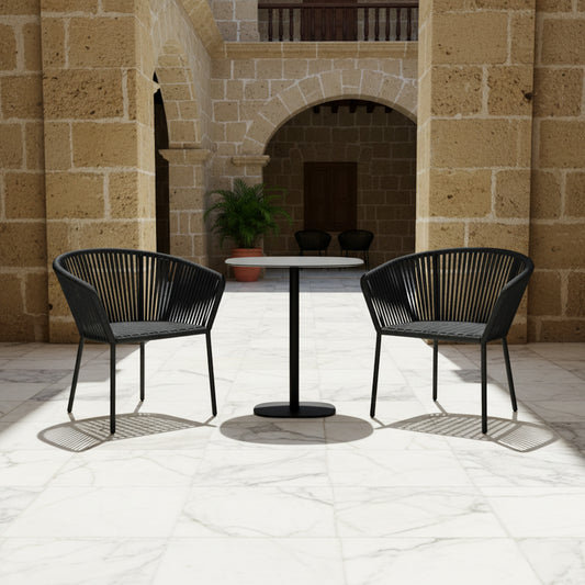 Silla Tejida estilo Capri Negra