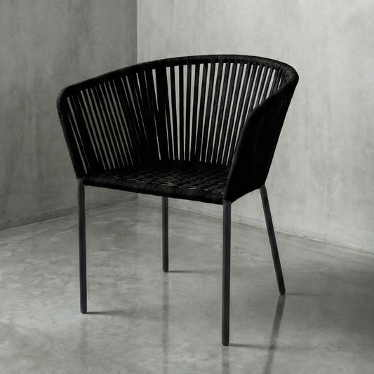 Silla Tejida estilo Capri Negra