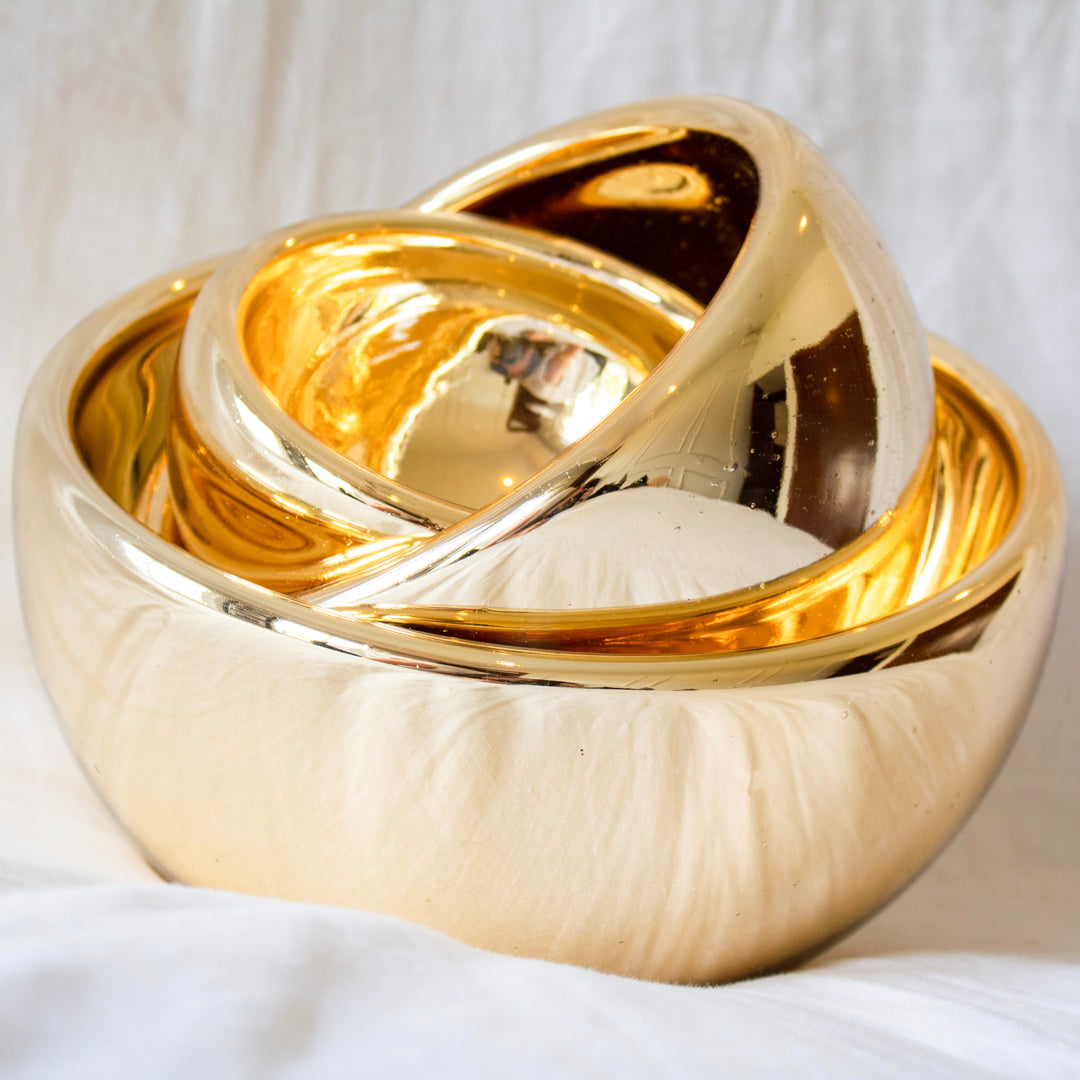 Tres bowls color oro de Vidrio Soplado