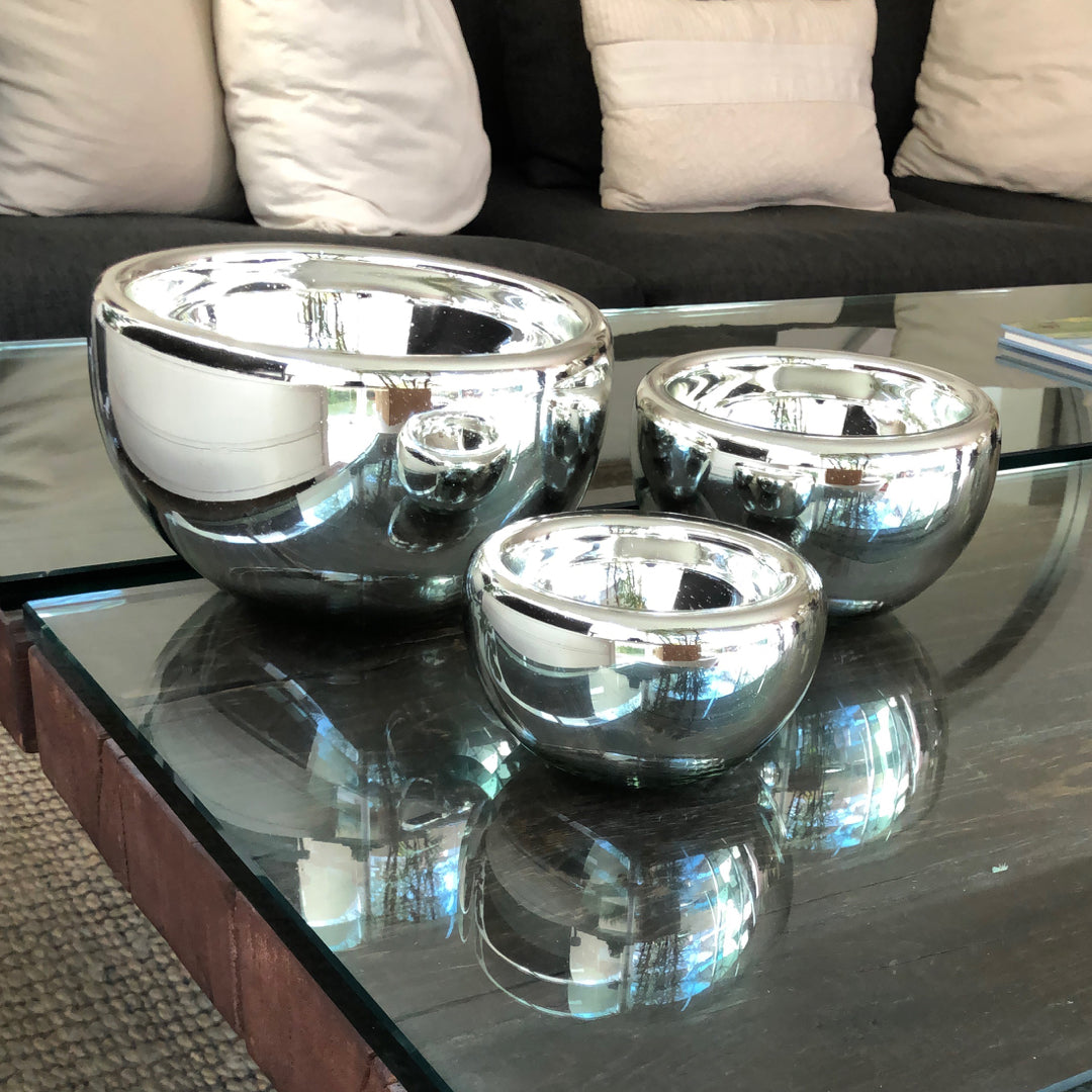 Tres Bowls de Vidrio Soplado