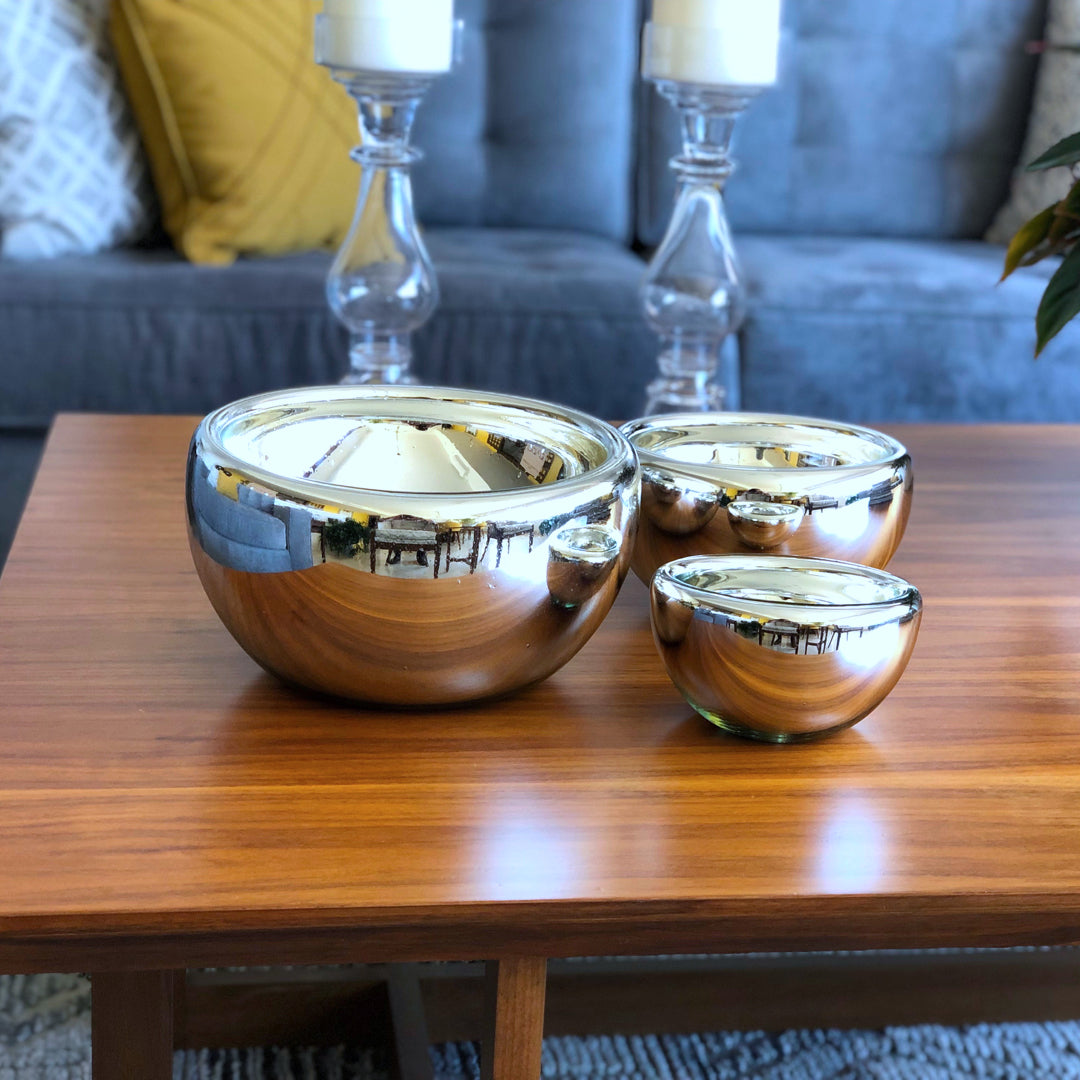 Tres Bowls de Vidrio Soplado