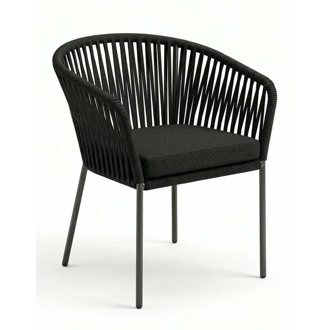 Silla Tejida estilo Capri Negra